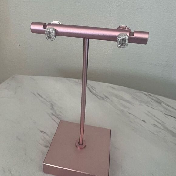 NORDSTROM Classic Simulated Diamond Stud Earrings, Sterling Silver Platinum, NWT - Picture 7 of 13